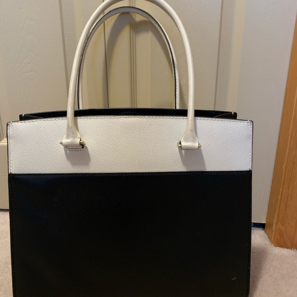 Kate Spade Black White Leather Tote - Picture 2 of 7